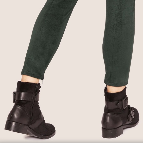 Armani Black Leather Moto Combat Boot Blue Ankle AX Oversized Buckle Zipper 7 38 - Picture 15 of 16